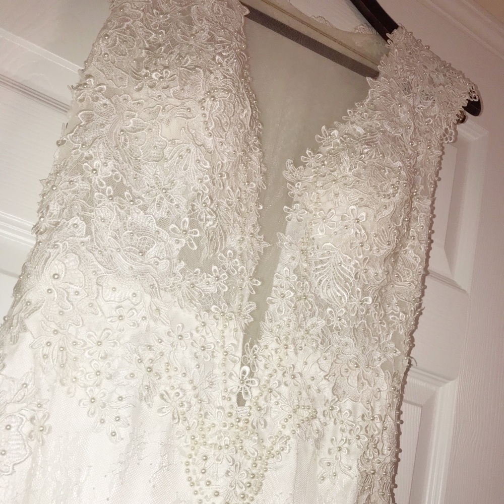 Designer Sheer Beaded Wedding Dress - Picture 2 of 4